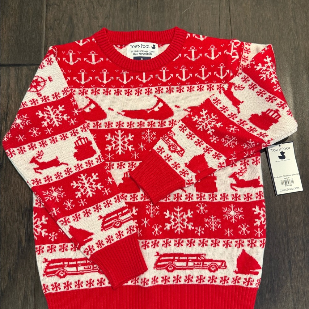 Red and White Nantucket Nautical Sweater
